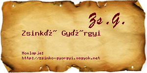 Zsinkó Györgyi névjegykártya